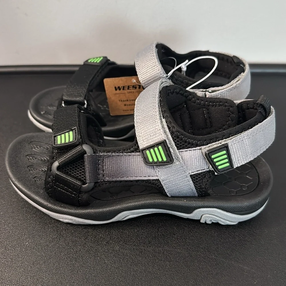 Weestep Kids Boys Sandals Black Grey Black & Green New NWT